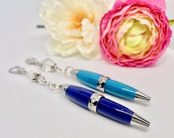 Teal or Navy Blue Mini Pen with Hook (Gift Idea for Teacher, Flight Attendant or Nurse. Pixie Pen, Tiny Pen for lanyard, purse, small gift.)
