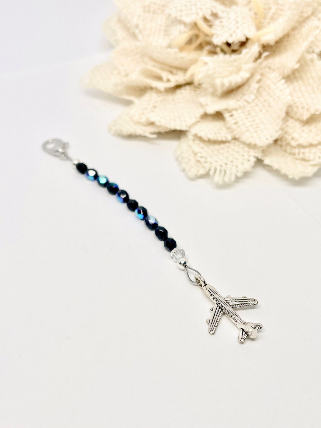 Black Airplane Zipper Pull flight Attendant, Uniform Dress, Tote Charm