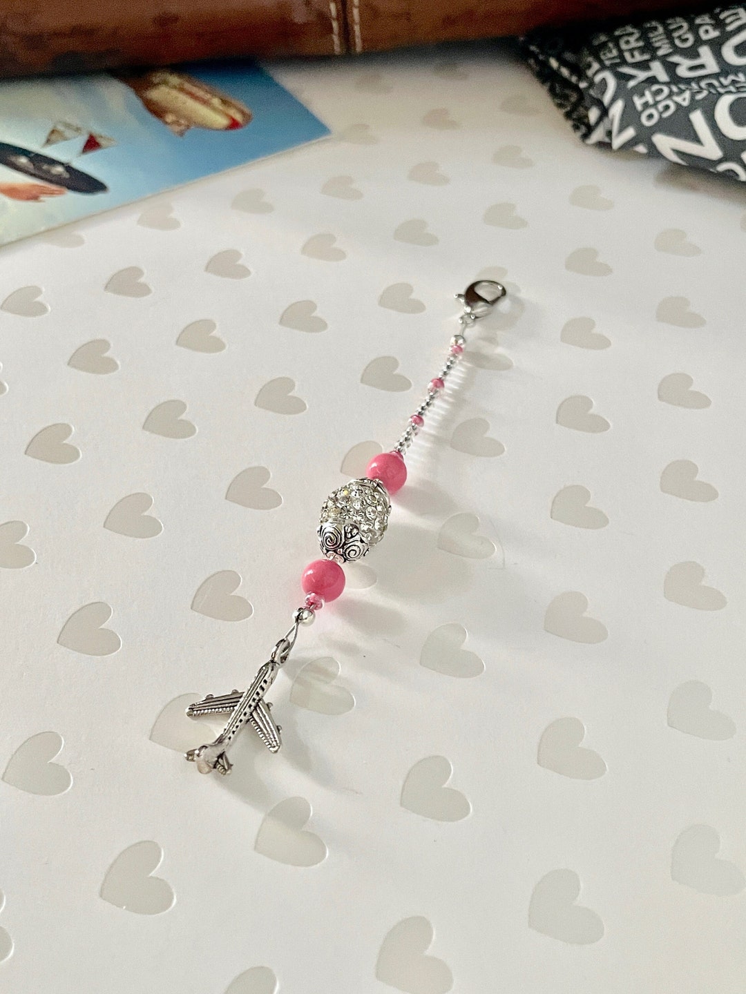 Pink Airplane Zipper Pull flight Crew Jewelry, Zipper Charms, Zipper