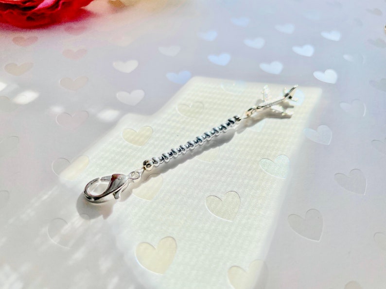 Zipper Fob for Airline Crew Silver Beaded Zipper Pull. Airplane. Flight Crew Jewelry. Gift Idea for Flight Attendant and Pilot. Zipper Fob image 7