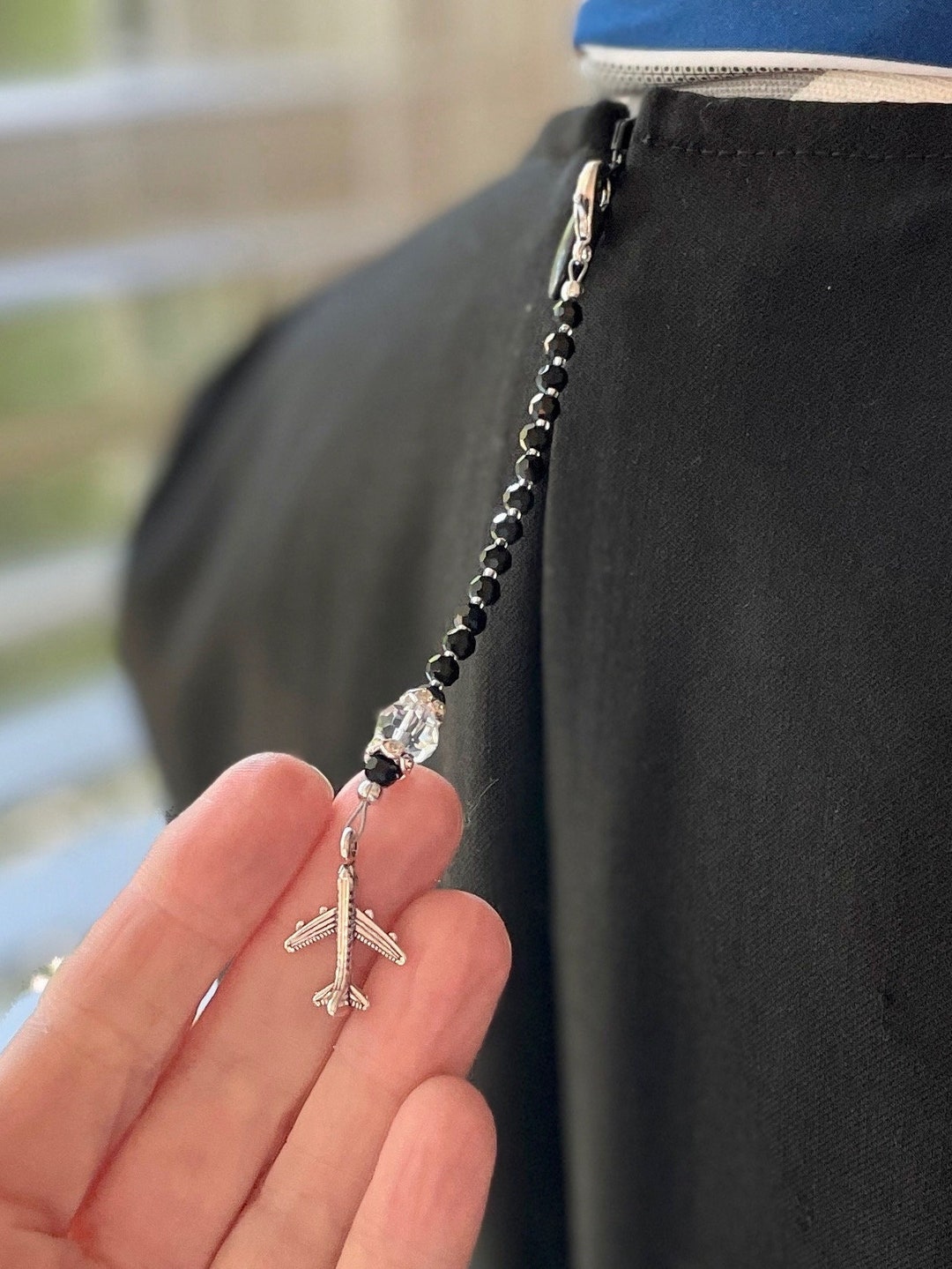 Black Airline Dress Zipper Pull silver Airplane Zipper Pull, Black