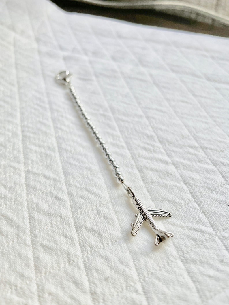 Zipper Fob for Airline Crew Silver Beaded Zipper Pull. Airplane. Flight Crew Jewelry. Gift Idea for Flight Attendant and Pilot. Zipper Fob image 3