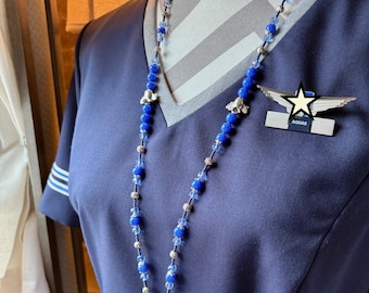 Blue Pearl Airplane ID Lanyard, Aviation Crew Badge