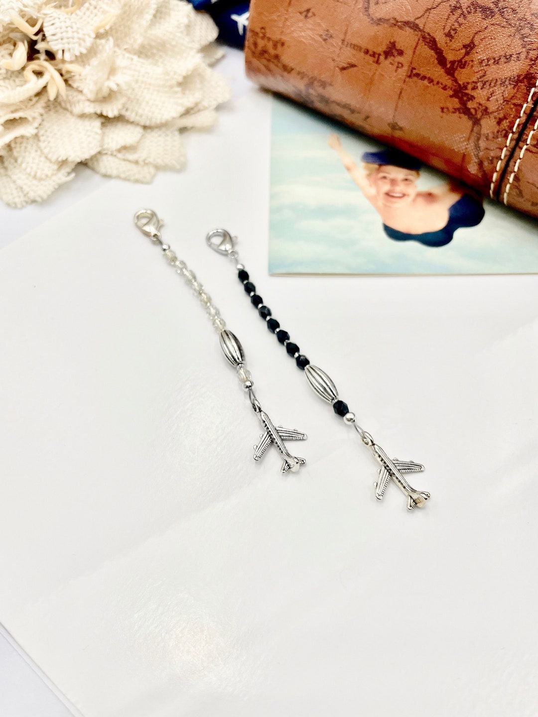 Black or Champagne Airline Dress Zipper Pull silver Airplane Zipper