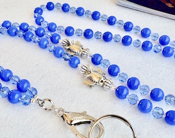 Blue Pearl Airplane ID Lanyard, Crew Badge Holder