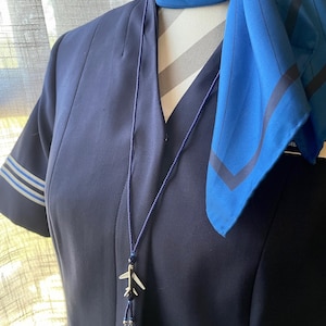 Dark Blue Airplane ID Lanyard (Flight Crew Badge ID, Jewelry ID, Necklace Lanyard, with Airplane, Flight Attendant, Pilot, Gift Ideas)