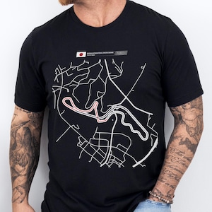 Trackkaart shirt Suzuka circuit layout heren grafisch T-shirt cadeau voor racefan Formula Sim Racing shirts voor racebaan layout tshirt
