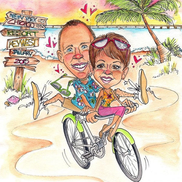 Custom Couple Caricature Couple Portrait