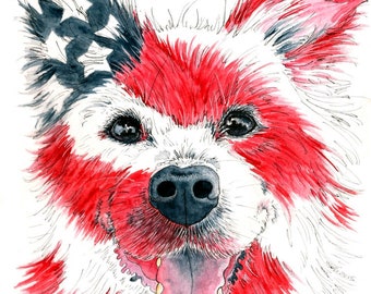 Custom  PATRIOTIC Pet Portrait-Caricature