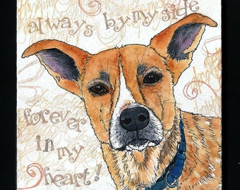 Custom Dog Portrait Wood Block