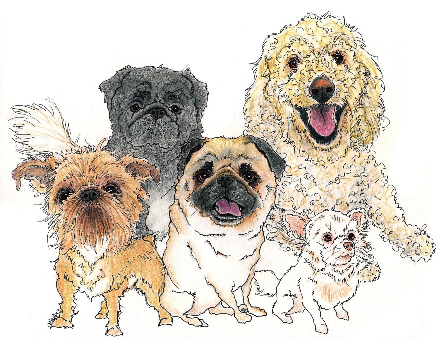 Multiple Pet Caricatures From Photos | Etsy