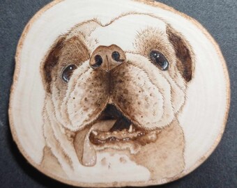 Custom Hand Burned Wood Dog Portraits