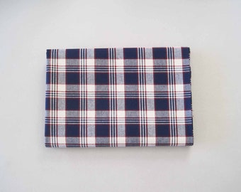 Plaid Decorator Fabric Yardage Blue White Red Traditional Home Décor 2 Yards