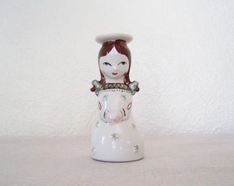 Vintage Nymolle Denmark Angel Ceramic Candleholder Danish Scandinavian Design Nordic Christmas Candlestick Holder Dark Hair