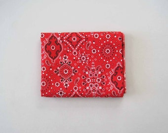 Red Bandana Polyester Fabric Yardage TEAR Red Black White – 2.5 Yards