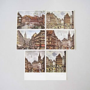 Set 6 1980s Vintage Strasbourg Art Postcards Maurice Legendre French France