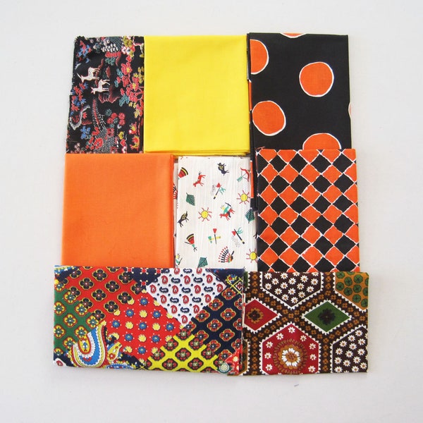 Boho Style Fabric Scraps Bundle 14 Oz Novelty Solids Faux Patchwork Black Orange Yellow Pack L