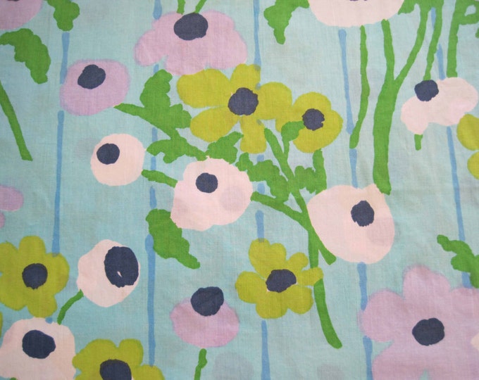 Vintage Sheet Fabric Fat Quarter Floral Blue Green Purple Etsy