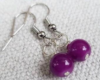 Minimalist Purple Earrings, Simple Small Earrings