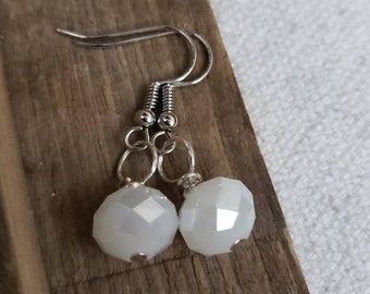 Minimalist White Earrings, Simple Small Earrings