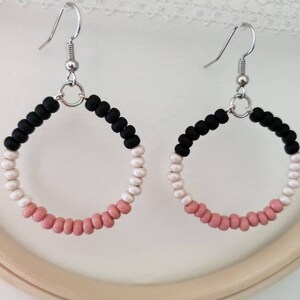 Large Hoop Earrings, Pink Hoops, Black Hoops, Multicolored Hoop Earrings