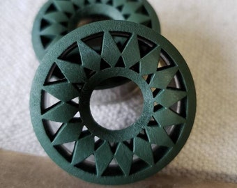 32mm Green Wooden Plugs, 32mm Flare Tunnels, Ready To Ship
