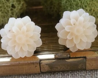 Peach Flower Plugs, Wedding Gauges, Clear Peach, Mum, Gauges