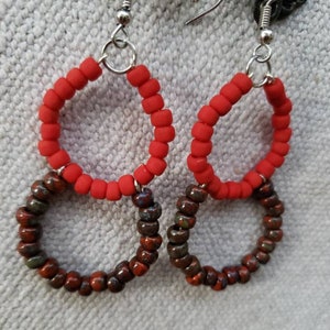 Double Hoop Earrings, Red Earrings, Big Earrings, Statement Earrings image 2