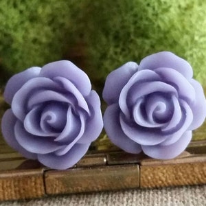 Purple Flower Plugs, Purple Wedding Plugs, Purple Wedding Gauges, Purple Prom Gauges, Light Purple Rose Plugs