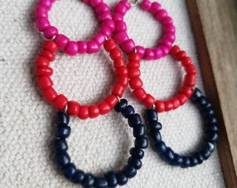 Triple Hoops, Pink, Red,  Blue, Bold Statement Earrings