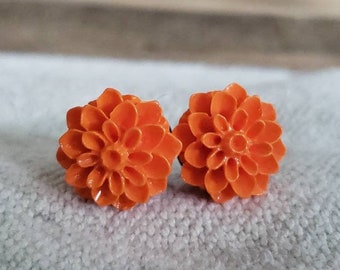 Orange Flower Plugs, Orange Wedding Gauges, Orange Mum Plugs, Orange Wedding Plugs, Orange Prom Plugs