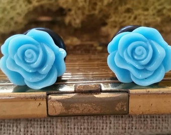 Flower Plugs, Wedding Gauges, Blue Roses