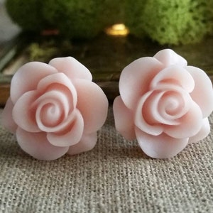 Antique Pink Bridal Plugs, Pink Prom Plugs,  Antique Pink Flower Plugs, Rose Plugs For Stretched Ears, Pink Wedding Plugs