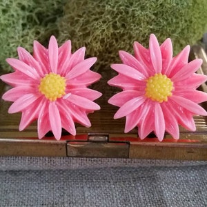 Large Flower Plugs, Pink Bridal Plugs, Pink Prom Plugs, Pink Flower Plugs, Pink Sunflower Plugs image 1