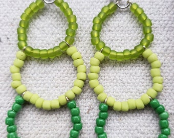 Bold Statment Earrings, Triple Hoop Earrings, Green, Fall Fashion, Winter Fashion