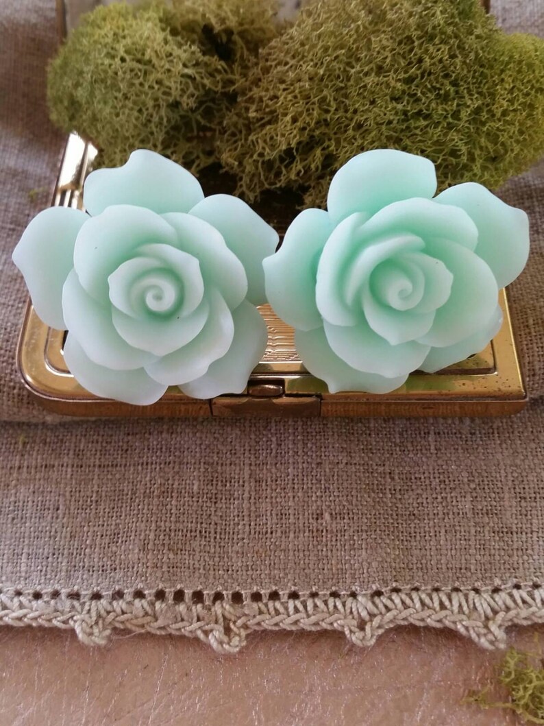 Large Bridal Plugs Prom Plugs Flower Plugs Mint Green Etsy