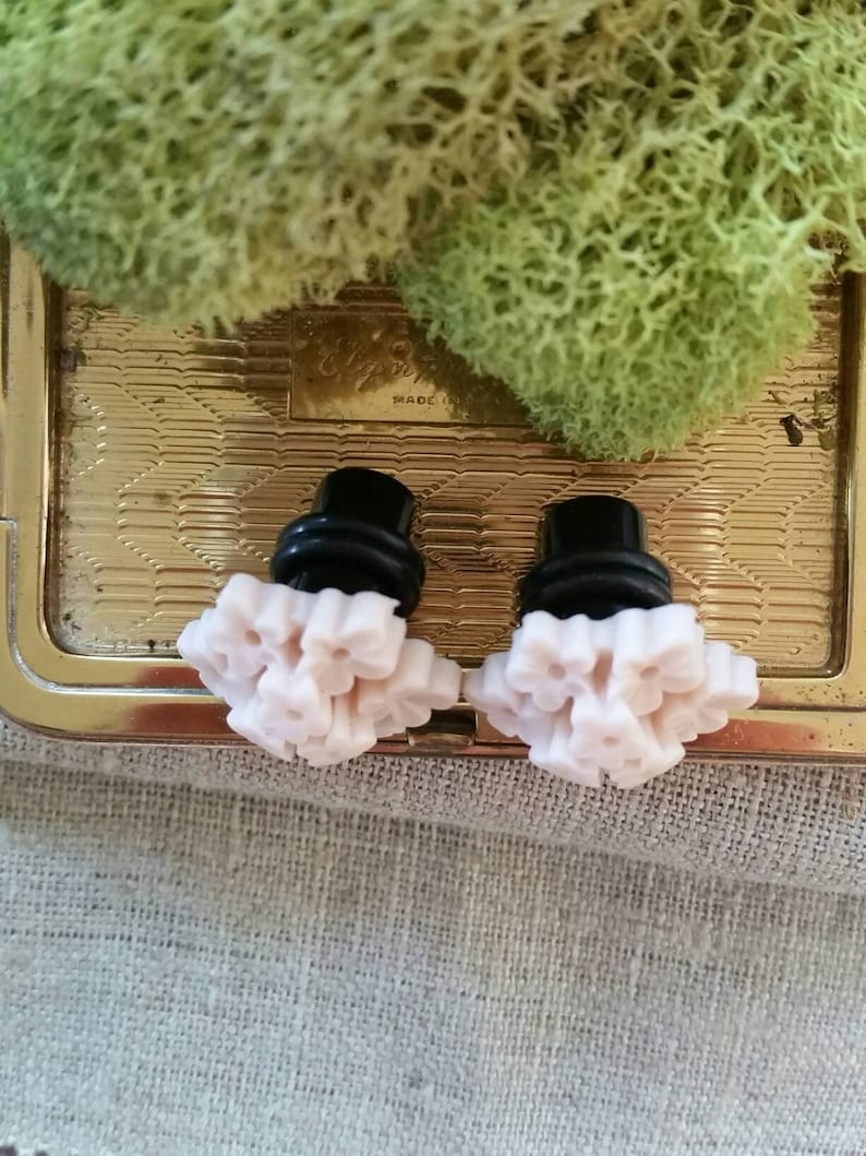Flower Plugs Wedding Gauges Antique Pink Flowers Etsy