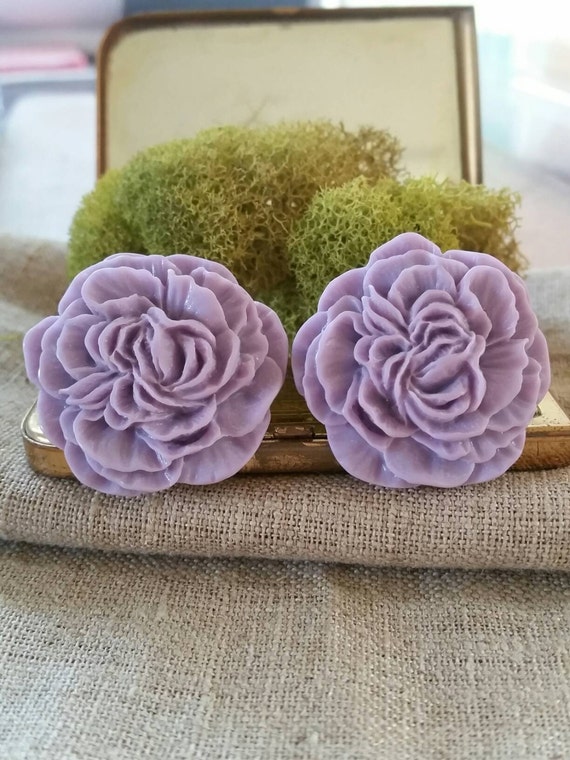 Large Bridal Plugs Prom Plugs Flower Plugs Purple Peonies Etsy