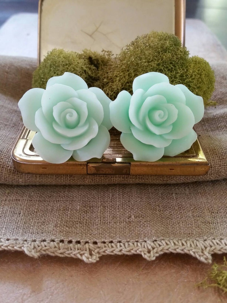 Large Bridal Plugs Prom Plugs Flower Plugs Mint Green Etsy