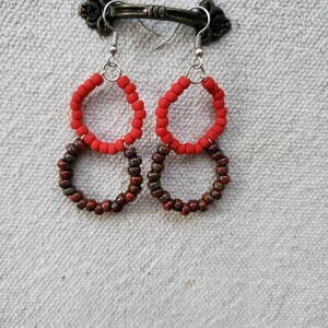 Double Hoop Earrings, Red Earrings, Big Earrings, Statement Earrings image 4