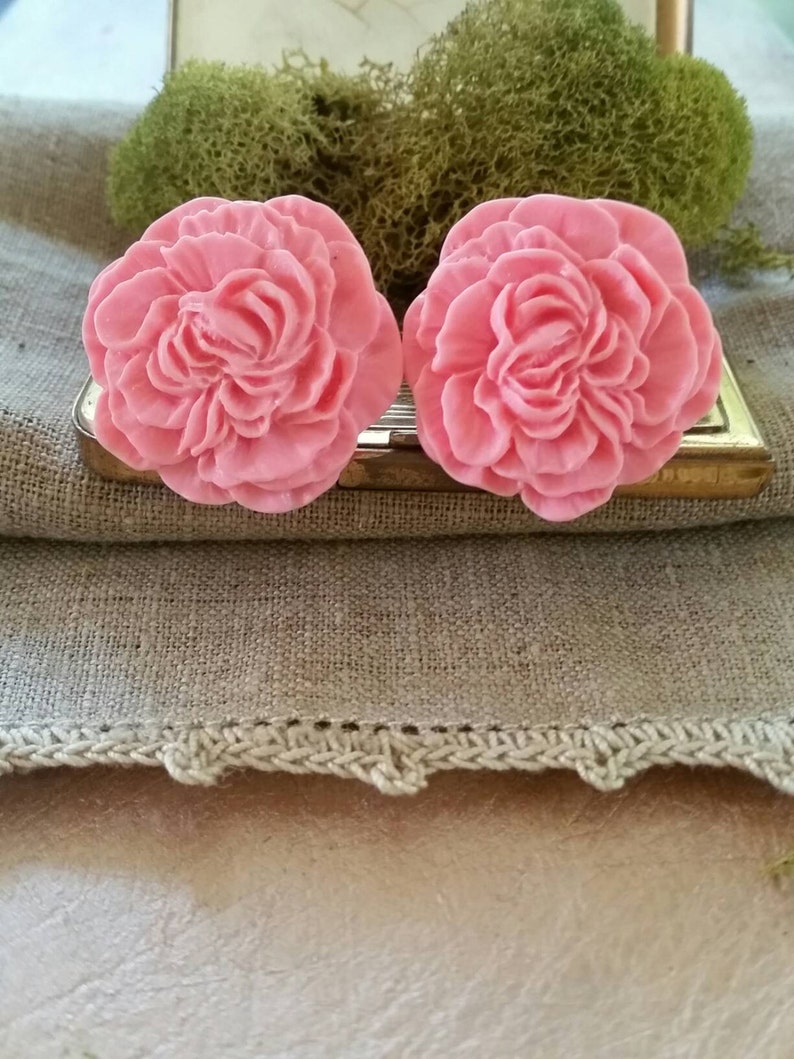 Large Bridal Plugs Prom Plugs Flower Plugs Pink Peonies Etsy