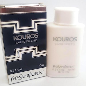Kouros Yves Saint Laurent Pour Homme Vintage Perfume 1977 Miniature EDT 10ml with Box – Rare Collector&#39;s Fragrance – YSL for Men