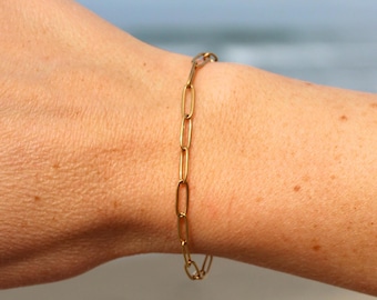 Gold Chain Link Bracelet – Waterproof Minimalist Dainty Jewelry Gift for Her