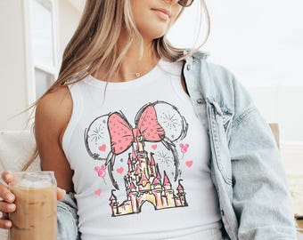 Disney Minnie Castle Racer Tank Top, Magical Castle Racerback, Minnie Mouse Shirt, Disney Vacation Tank Top, Fairytale Park Day Tee