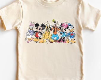 Disney Parade Shirt, Mickey Donald Goofy Pluto peuter T-shirt, aquarel karakter baby romper, kleurrijke kinder top, speelse cartoon design
