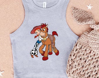 Débardeur Toy Story Jessie and Bullseye, dos nageur Cowgirl Pixar, débardeur Friends inspiré de Disney pour femme filles, chemise Toy Story Pixar
