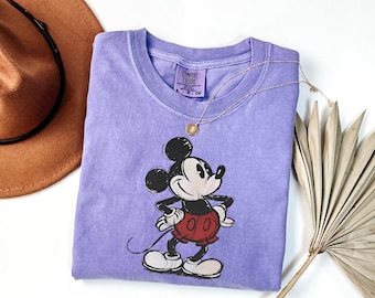 Comfort Colors ® Sketch Mickey Mouse Shirt, Retro Cartoon Style Tee, Classic Disney Sweatshirt, Drawing Mouse Art Crewneck, Character Top