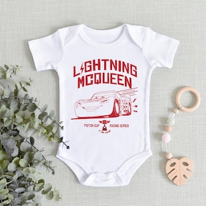 Koszulka Lightning McQueen, koszulka dla malucha Cars, kombinezon niemowlęcy Disney, wyścigowy top dla dzieci, kolorowy wzór z kreskówek, zabawna odzież dziecięca