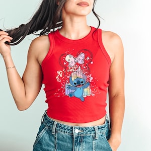 Stitch Castle Racer Tank Top, Minnie Ears Top, Rainbow Disney Racerback, Cartoon Shirt, Disney Magic Shirt, Gift for Disney Fan