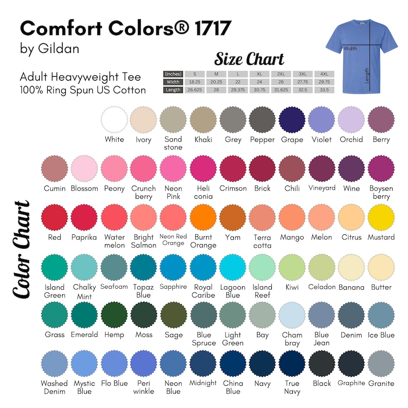 the color chart for comfort colors